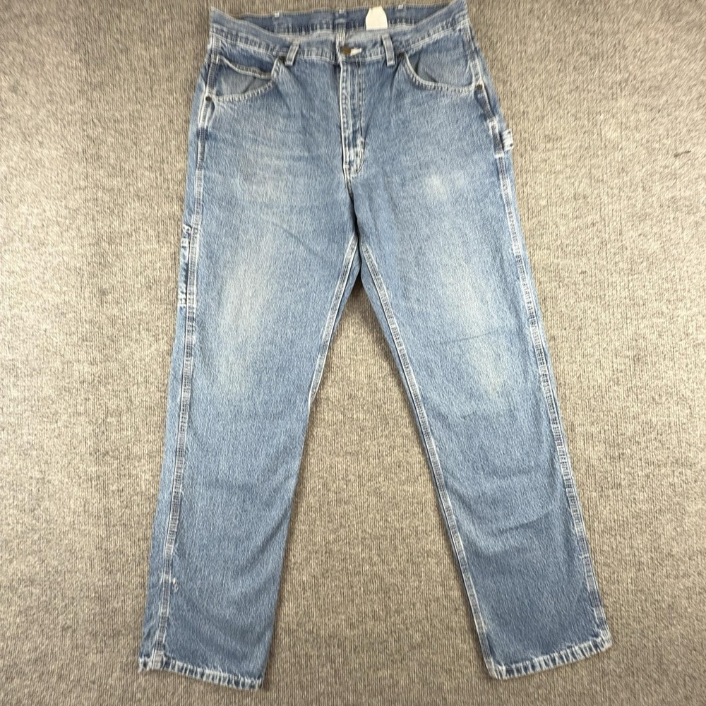 VTG Key Jeans Mens 34x34 Light Wash Blue Regular Fit Carpenter Workwear Pants